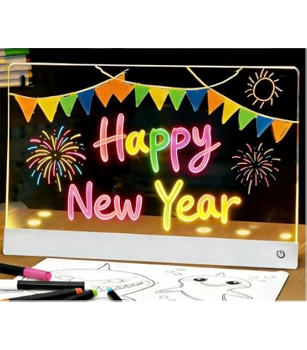 Wondiko Tablette Lumineuse LED Pour Enfants – Tableau Acrylique Effaçable 7 Couleurs – 20×30 Cm Avec Stylo & Support Réglable