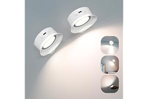 Kimimara Applique Murale Intérieure - Lampe Murale LED sans Fil avec 5 Niveaux Température Couleur Luminosité Rotation 360° pour Chambre, Salon, Allée Chevet,2PCS