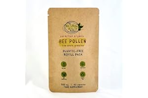 Organic Bee Pollen 500mg Capsules by The Natural Health Market • Soil Association Certified Organic Non-GMO No Magnesium Stearate (60 Capsules (Pouch))