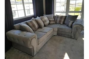 GENERIC Rosemont Furniture - Verona 2C2 Corner for Living Room, Grey Fabric UK Upholstered Corner Sofa (Grey, 2C1 Corner)