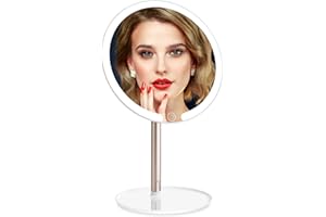 Meinraum Schminkspiegel mit Beleuchtung, Kosmetikspiegel 3 Lichtfarben, Dimmbarer Helligkeit und Touchschalter, 90 °Schwenkbar, USB Aufladen, Makeup Spiegel für Schminken und Rasieren