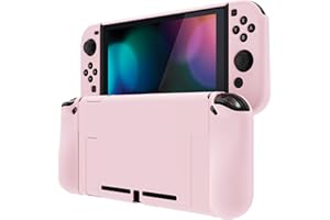 PlayVital Upgraded Dockable Case Grip Cover for Nintendo Switch, Ergonomic Protective Case for Nintendo Switch, Separable Protector Hard Shell for Joycon - Peach Blossom Pink