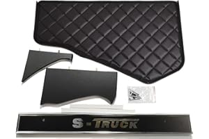 KRAM-TRUCK Estantería Central Acolchado Y Bordado Para El Coche, Compatible Con SCANIA S/R A Partir De La Nueva Generación De 2017, Negro, Cuero Sintético, Certificado De Higiene
