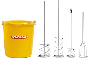 COMENSAL® Mörtelrührer HEX Set Spiralrührer 80 120 mm - Gipsmischer 80 mm - Maxi 100mm für dicke Mörtel - Rührwerk für Mörser - Superbaueimer 17l - Made in EU