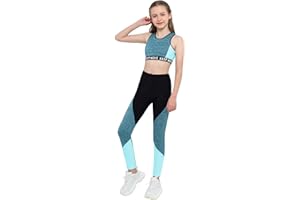 MSemis Conjuntos Deportivos Niña Crop Top Sin Manga+Pantalónes Deportivos Largos Ropa Deportiva Niña para Gym Yoga Ejercicio Sportswear