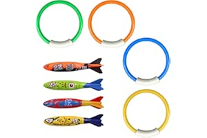 POPAPIE 8 Pezzi Anelli da Immersione,Giocattoli da Immersione per Bambini,Plastica Giochi Piscina Bambini per L'addestramento Subacqueo e Giocattoli Subacquei (Colore B)