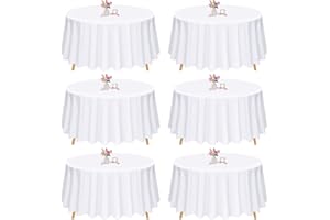 Pesonlook Round Tablecloth - 6 Pack 90 Inch White Round Table Cloths,Premium Polyester Resistant Table Cover for Wedding, Party, Dining,Banquet,Buffet Table, Holiday,Dinner Tables Decorate