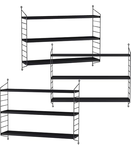 Scaffale Pensile A 3 Ripiani Regolabili In Acciaio - Dimensioni 50x60x15 Cm, Colore Cammello Opaco, Per Parete