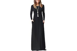 PCEAIIH Women's Casual Sleeveless/Long Sleeve Maxi Dress Loose Long Dresses with Pockets