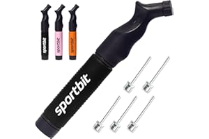 SPORTBIT Ball Pump with 5 Needles - Push & Pull Inflating System - Great for All Sports Balls - Football Ball Air Pump, Volleyball Pump, Basketball Inflator - Goes with Needles Set