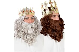 DISBACANAL Peluca y barba Rey Mago deluxe - Gris
