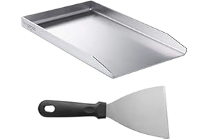 Smartpeas Plancha Barbacoa De Acero Inoxidable 26 X 44,5 Cm Para Muchas Barbacoas De Carbón & Gas +Raspador Bbq