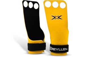Reyllen® Series 3 BumbleBee X Gymnastic Grips, 3-Hole Hand Grips Strengthener for Crossfit, Weightlifting, Powerlifting, Athletes Palm Protection Hand Guards, Unisex Fitness Workout Equipment