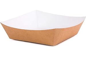 Diforma (Lot de 100 pcs) Plateau Kraft 550 ml Boîtes Ouvertes Récipient Alimentaire À Emporter Fast Food Plateaux Jetables Anti-Fuite Biodégradable Écologique Recyclable (100, 550 ml)