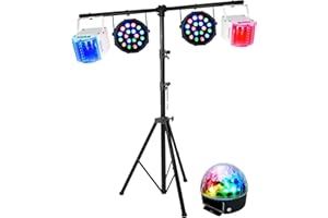 IBIZA LIGHT - Portique Dj + 5 jeux de lumière compacts et puissants idéal soirée dansante, anniversaire, mariage, fiesta familialle PA DJ SONO MIX LED BAR CLUB DISCO