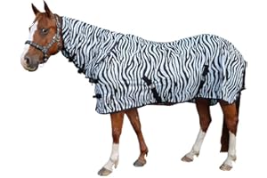 BRAMA WEST Brama-West 115 - Manta para caballo con protección contra insectos, color negro y blanco