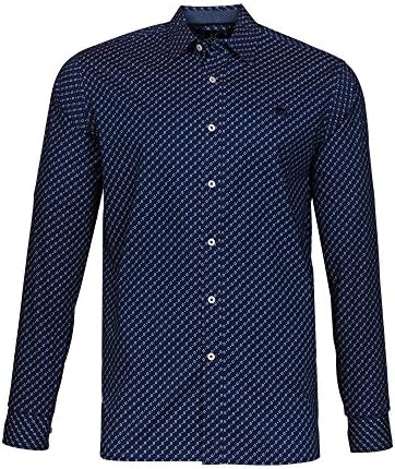 Raging Bull Leisure Men's Ditzy Print Casual Shirt, Blue (Navy), 17 (Manufacturer Size:Large)