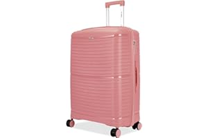 FLYMAX 29" Large Suitcase 4 Wheel Lightweight Luggage Hard Shell Travel Case Hold Check in Fits 23kg - 27kg + 3 Digit Lock Suitcase Large + Telescopic Handle 100 Litre Capacity Rose Gold