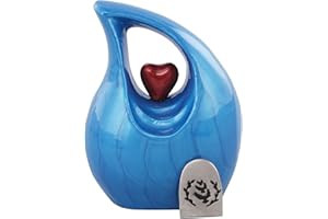 URNS OF DIGNITY Heart of Love Urn for Human Ashes - Beautiful Memorial Keepsake ERN for Adults and Children - Decorative ERN for Loved One - Funeral Urn for Funeral or Exhibition (Blue Red