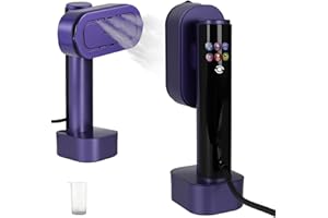 LPQKCCY Clothes Steamer Handheld Travel Iron Steam Mini, Portable 2 In 1 Hand Held Garment Steamers, 1300W Steamer Clothing, 15s Fast Heat-up, 6 Modes LED Display for Travel, Home, Office