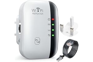 UNICAVU WiFi Extender Booster, Internet Repeater with Ethernet Port, Long Range Covers Up to 3000 Sq.ft and 45 Devices, Quick Setup, Broadband Wireless Signal Amplifier for Home