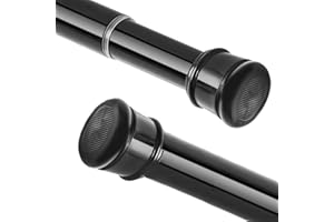 ROD&TRIKIN Bastoni per tenda da doccia regolabili, senza fori, estensibili, antiscivolo, asta a tensione per asta per tenda per armadio, bagno (nero, 73-175 cm/1 pezzo)