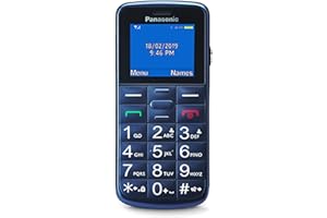 Panasonic KX-TU110EXC 2G, Teléfono Móvil Para Mayores, con Botón SOS, Llamada Prioritaria, Teléfono con Botones Grandes, Bluetooth, Linterna, Cámara, Azul