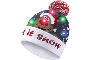 JFAN Christmas Light Hat Adult LED Santan Beanie Hats for Men and Women Winter Warm Beanie Knitted Hat