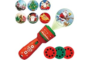 BNOYONERAS Weihnachten Projektor Taschenlampe, Weihnachtsspielzeug-projektor-Taschenlampe mit 3 Scheiben, 24 Bilder, Nikolausgeschenke (Rot)