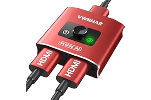 VWRHAR Switch HDMI 4K@60Hz HDR, Sdoppiatore HDMI Alluminio HDMI Switch Bidirezionale 2 in 1 out o 1 in 2 out, Supporta HDCP 2.2 4K 3D e 1080P,HDMI Splitter Per TV,Fire Stick,Decoder DVB-T2, PS5/4/3,SKYQ Xbox