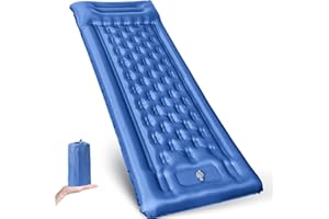 TILENVI Esterilla Camping, 12CM Colchones Camping Autohinchable, Ultraligera, Colchón de Aire Hinchable para Camping, Portátil y Plegable, Almohadilla para Dormir de Acampada para Exteriores, Senderismo azul