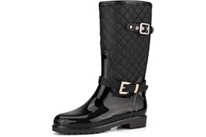 AONEGOLD Botas de lluvia para mujer Botas de Agua Altas Goma Botines Impermeable Antideslizante Wellington Boots Exterior Jardín Bota