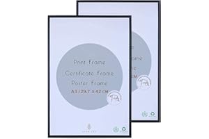 ATOBART A3 Aluminum Photo Picture Frame - 29.7 x 42 CM Black Metal Certificate Frames with Perspex Glass for Wall Display Horizontally or Vertically in Living Room Bedroom Gallery, Set of 2