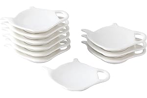 PRECITIME Piatto per bustine di tè in porcellana bianca, 10 pezzi di sottobicchieri per bustine di tè, porta bustine di tè usato, tappetino classico per cucchiaini, piatto per snack, regali per feste