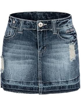 Fresh Made Damen Jeans Mini Rock LFM-101 Used-Look