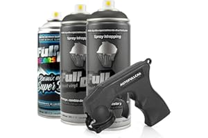 AutoFullCar Full Dip Pack 2 Sprays Vinilo Líquido Brillo + Regalo Adaptador Spray (Negro Metalizado)