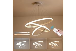 LXJCSM LED Lampadario a Sospensione, 50W Lampadario Soggiorno Dimmerabile 3000K-6000K, Lampadari Moderni a 3 anelli Φ20+40+60cm, Lampadario Led Plafoniera Per Soggiorno Sala Da Pranzo Cucina, Bianco