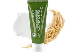 ‎MIZON MIZON] RICE REAL CLEANSING FOAM (150 ml), koreańska pielęgnacja skóry – Delikatny złuszczający płyn do mycia twarzy z ekstraktem z ryżu, promienna skóra, oczyszcza pory i wygładza cerę, dla tłustych i