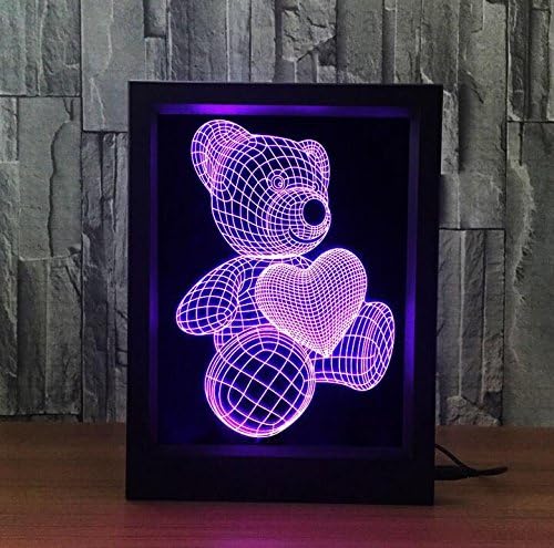 LUCKY GODDESS 3D Lights Photo Frame Touch Table Desk Lamp 7 Color Changing Illusion Night Light Gifts