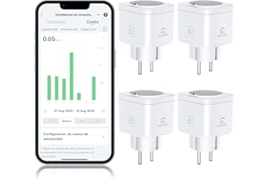 EIGHTREE Enchufe Inteligente 5GHz, Enchufe Wi-Fi Medidor Consumo, Tomada Inteligente Programable con Temporizador, Control Remoto por APP&Voz, Compatible con Alexa/Google Home/SmartThings, 16A, 4PC