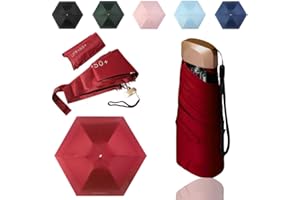 TIRIMBELES Paraguas Plegable de Bolsillo para Viaje, Sombrilla de Mano 6 Varillas, Paraguas Protección Solar UV, Mini Paraguas Impermeable, Compacto y Elegante con Funda, Ideal Viajar y Bolsos Pequeños