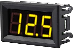 SEAFRONT Voltmetro Digitale LED a 3 fili 0,56 ", Pannello del voltmetro con protezione inversa DC 0-100V ad alta precisione(Giallo)