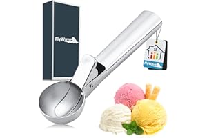 Cuillère à Glace, FlyWave Cuillère à Glace en Acier Inoxydable 304, 18 * 5 cm Cuillere a Glace Professionnelle, Boule a Glace Convient La Pâte à Biscuits La Crème Glacée, Lave-vaisselle |Argenté