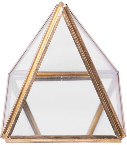 Cuicany Scatola di Anelli Geometrica Esagonale, Portagioie in Vetro Dorato Trasparente, Scatola di Vetro per Gioielli, Collane, Anelli, Orecchini