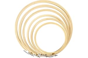 Caydo 6 pièces Ensemble de Cerceaux de Broderie en Bambou de 10 cm à 25 cm pour Broderie et Point de Croix