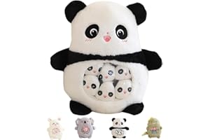 Aiuidun Peluche Panda avec 6 bébés Pandas Amovibles - Coussin Pelucheux, Jouet Doux et câlin, Meilleur Cadeau pour Les Filles, Les Enfants et Les Amateurs de Pandas