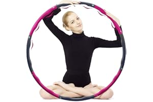 LEYF Hula Hoop adulti e bambini - Imbottitura in morbida schiuma - Può essere utilizzato per fitness, perdita di peso e massaggi - 6-8 cerchi staccabili - Grigio/rosa - (75–100 cm 1.2Kg)