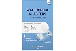 Healthcare By Amazon Waterproof Plasters (Transparent "Second Skin" High Protection), 35 Count (20pc 7 x 2cm, 15pc 5 x 7.5cm), One Size (Previously a Amazon Basic Care brand, same product)
