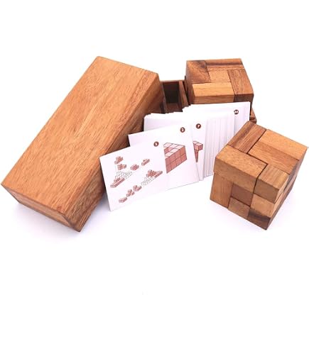 Jeu De Tangram Double ROMBOL En Bois - 2 Joueurs, 55 Cartes, Niveau Avancé - Casse-tête Spatial à Partir De 6 Ans