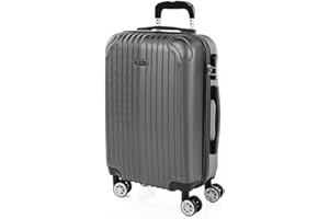 ITACA - Maleta de Cabina 55x40x20 - Maletas De Viaje Cabina Rígidas Trolley con 4 Ruedas Dobles para Avion Ligera Equipaje De Mano Candado de Combinación. Compatible Ryanair, Antracita